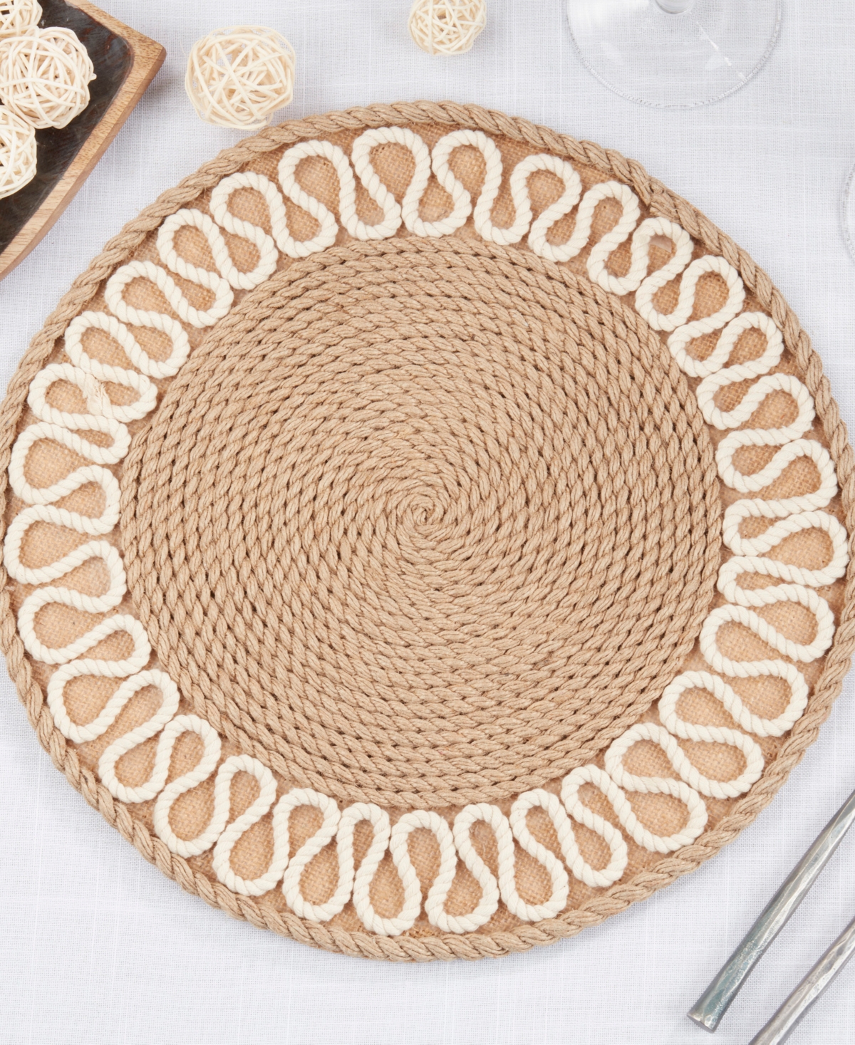 Saro Lifestyle Rustic Rope Weave Placemat Set Of 4,12"x12" In Natural