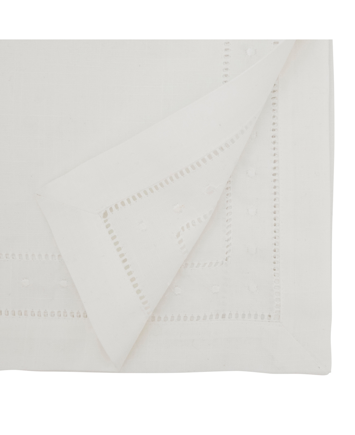 Saro Lifestyle Classic Hemstitch With Embroidered Border Table Runner, 16"x36" In White