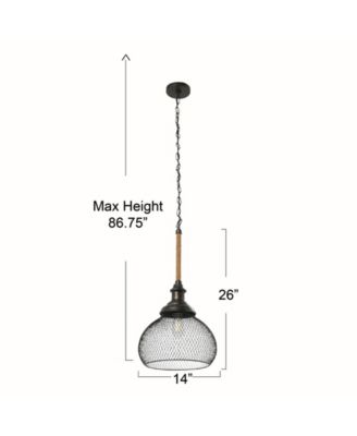 Martha - Woven Metal and Natural Rope Ceiling Light Black