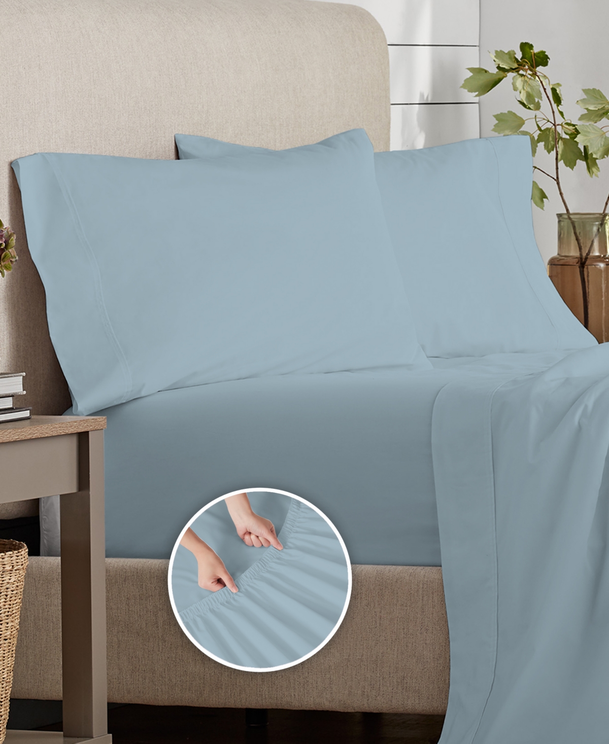 Purity Home 300 Thread Count Brushed Cotton Percale 4-Pc. Sheet Set