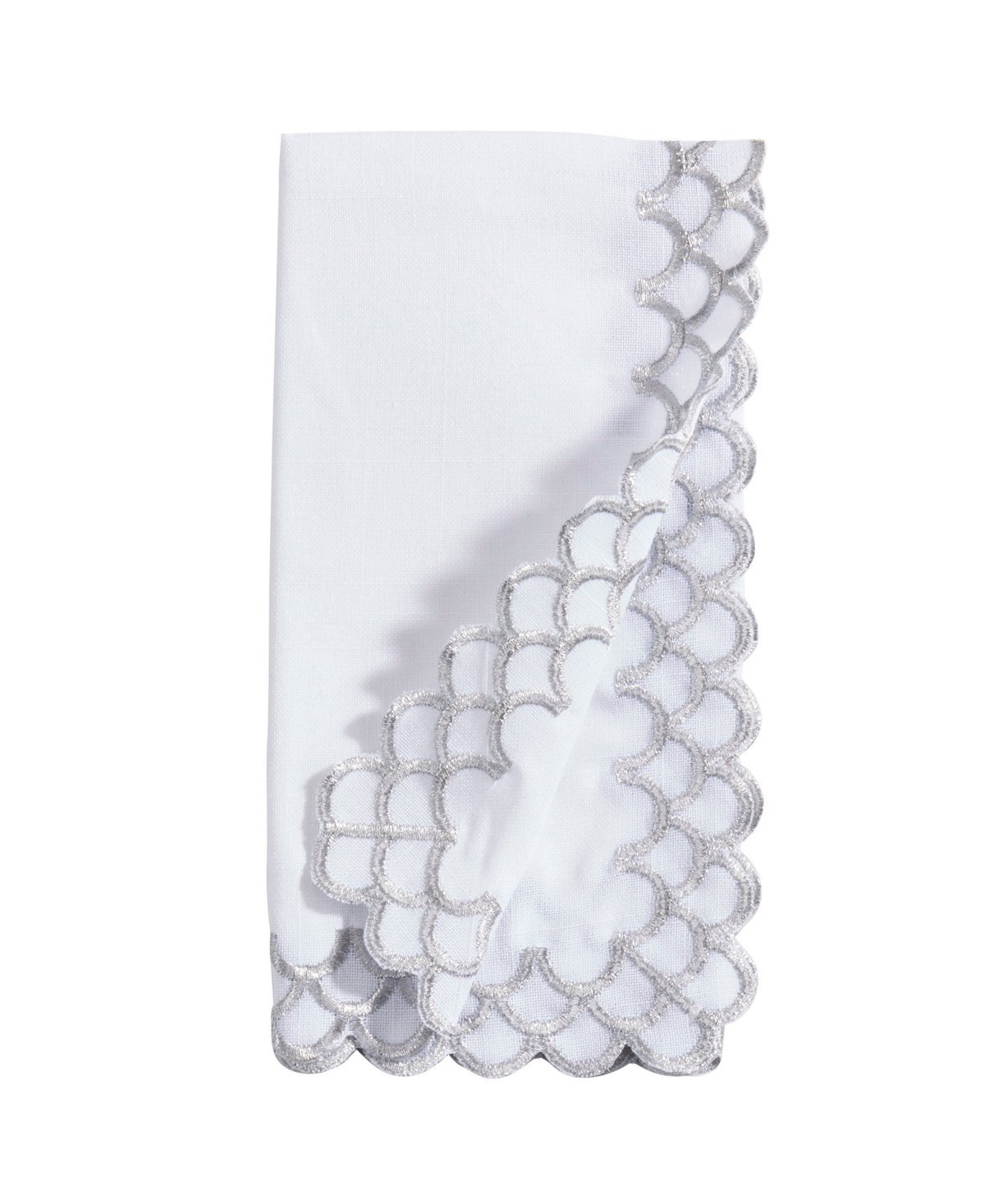 Saro Lifestyle Scalloped Edge Napkin Set Of 4,20"x20" In Silver