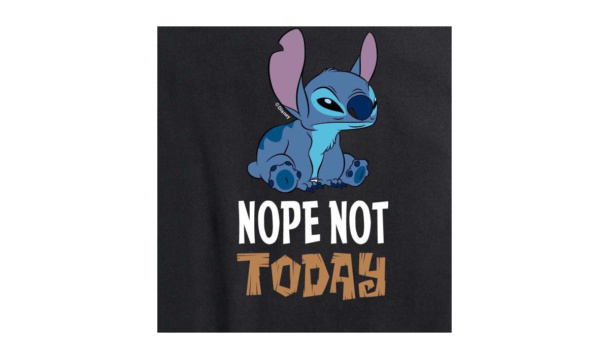 Hybrid Apparel Trendy Plus Size Lilo & Stitch Nope Not Today Graphic T-shirt In Black