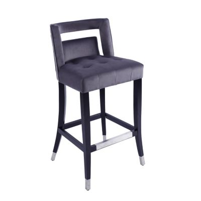 Streamdale Suede Velvet Nailhead Barstool Set (2) - 30" Height