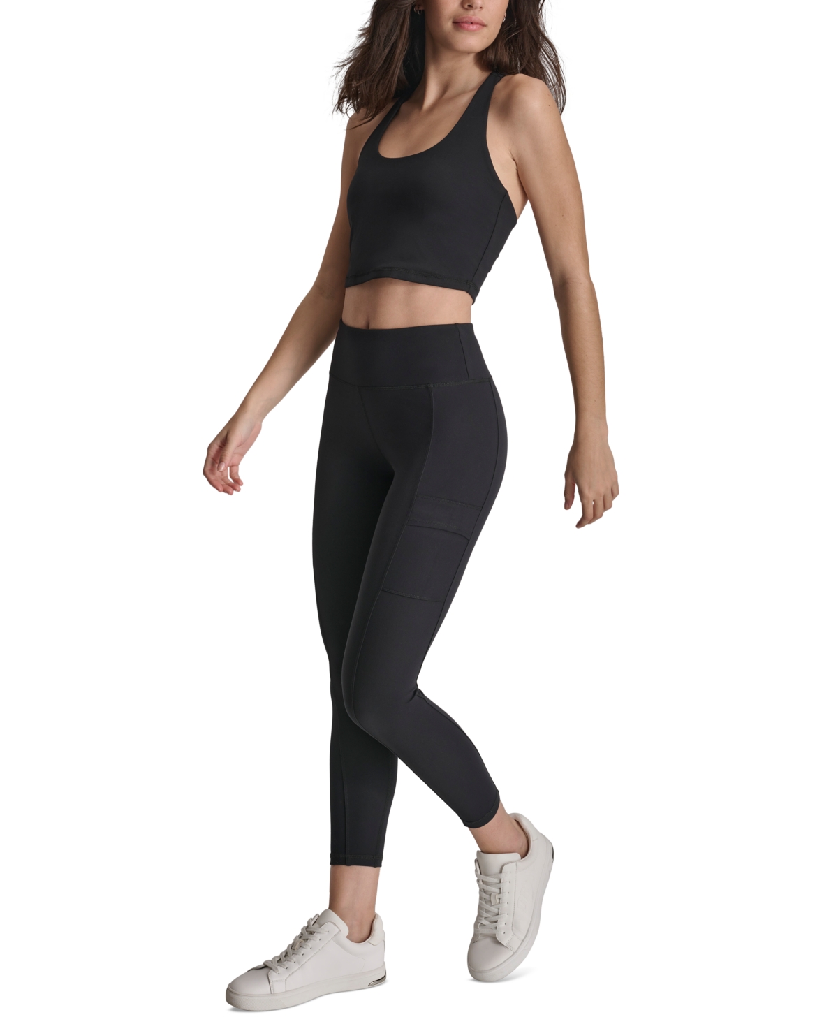 Dkny Women's High-waisted 7/8 Cargo Leggings In Black