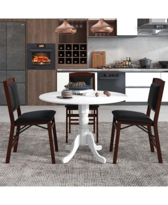 4-Person Dining Table Wooden Kitchen Table with Solid Rubber Wood Frame for Kitchen