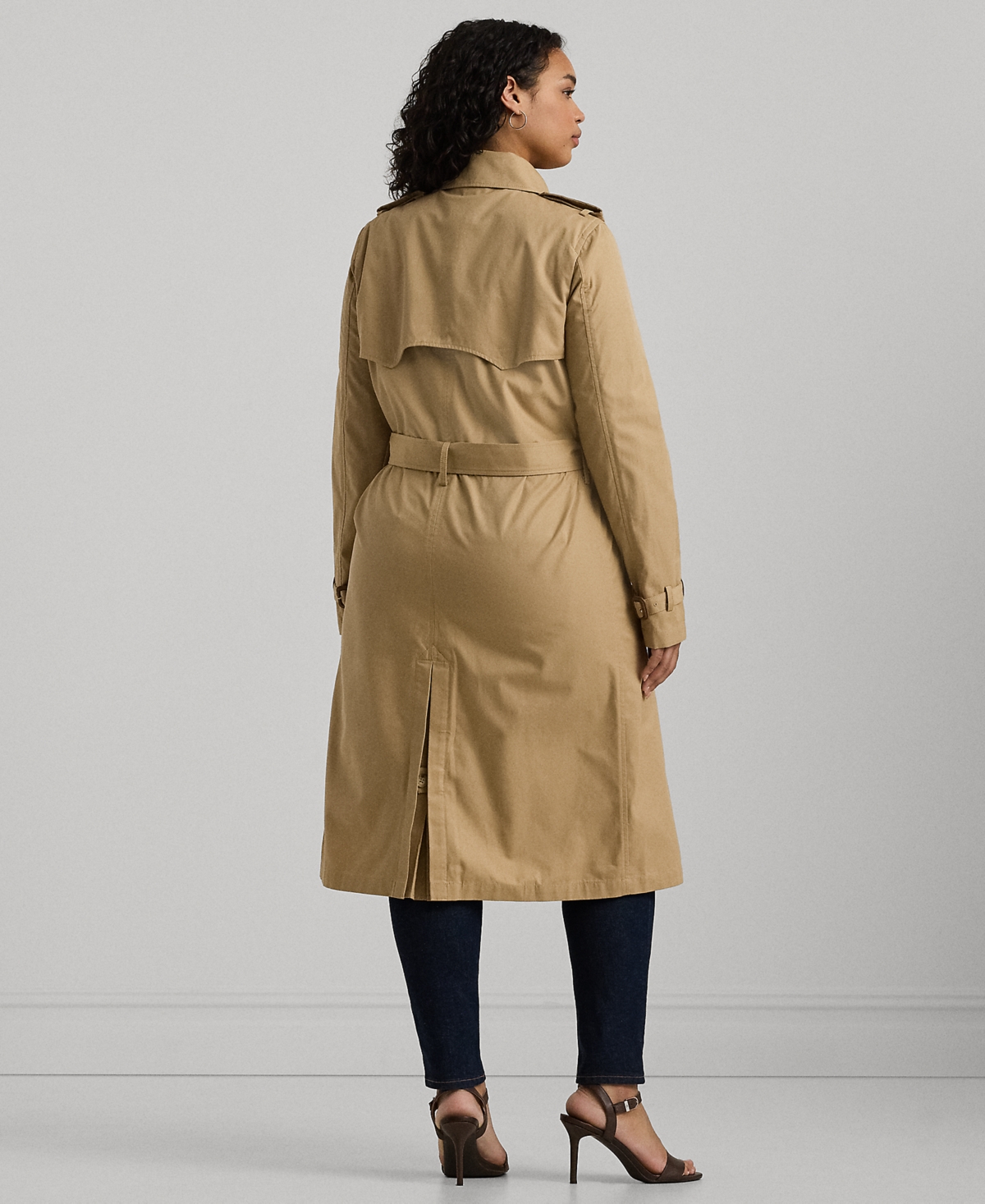 Ralph Lauren Plus Size Double-breasted Trench Coat In Birch Tan