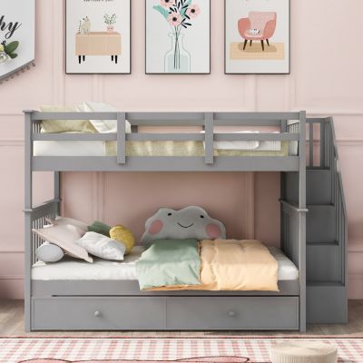 Streamdale Stairway Full-Over-Full Bunk Bed with Trundle & Storage