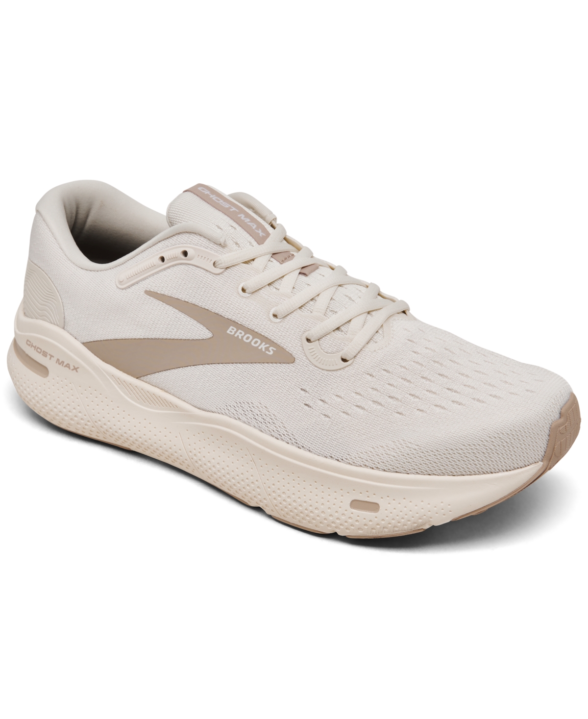 Shop Brooks Men's Ghost Max Running Sneakers From Finish Line In Coconut,white