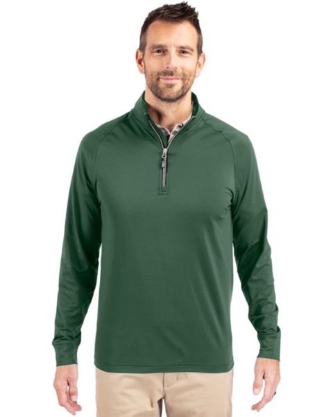 Мужская куртка Cutter & Buck Adapt Eco Knit Stretch Quarter Zip Pullover, цвет: Тёмно-зелёный