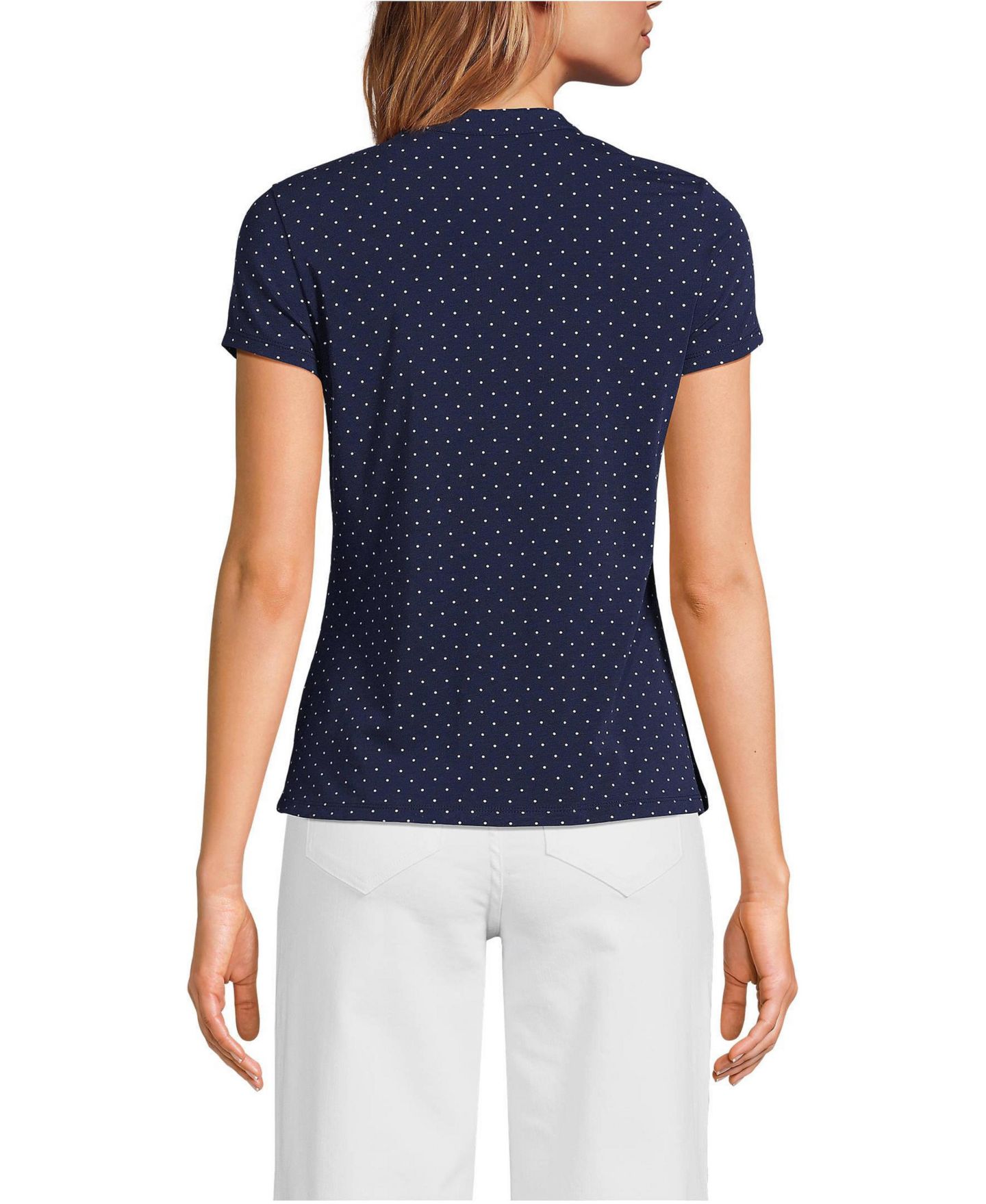 Женский топ Lands' End Lightweight Jersey Button Pintuck, цвет: Морской тёмно-синий — фото 2