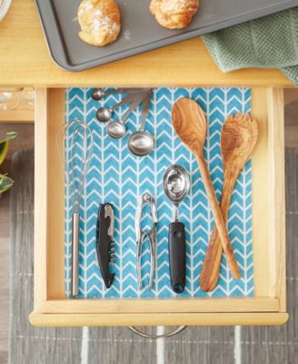 Fridge Liner Collection Non-Adhesive, Cut to Fit, 12x24", Bright Blue Herringbone, 6 Piece