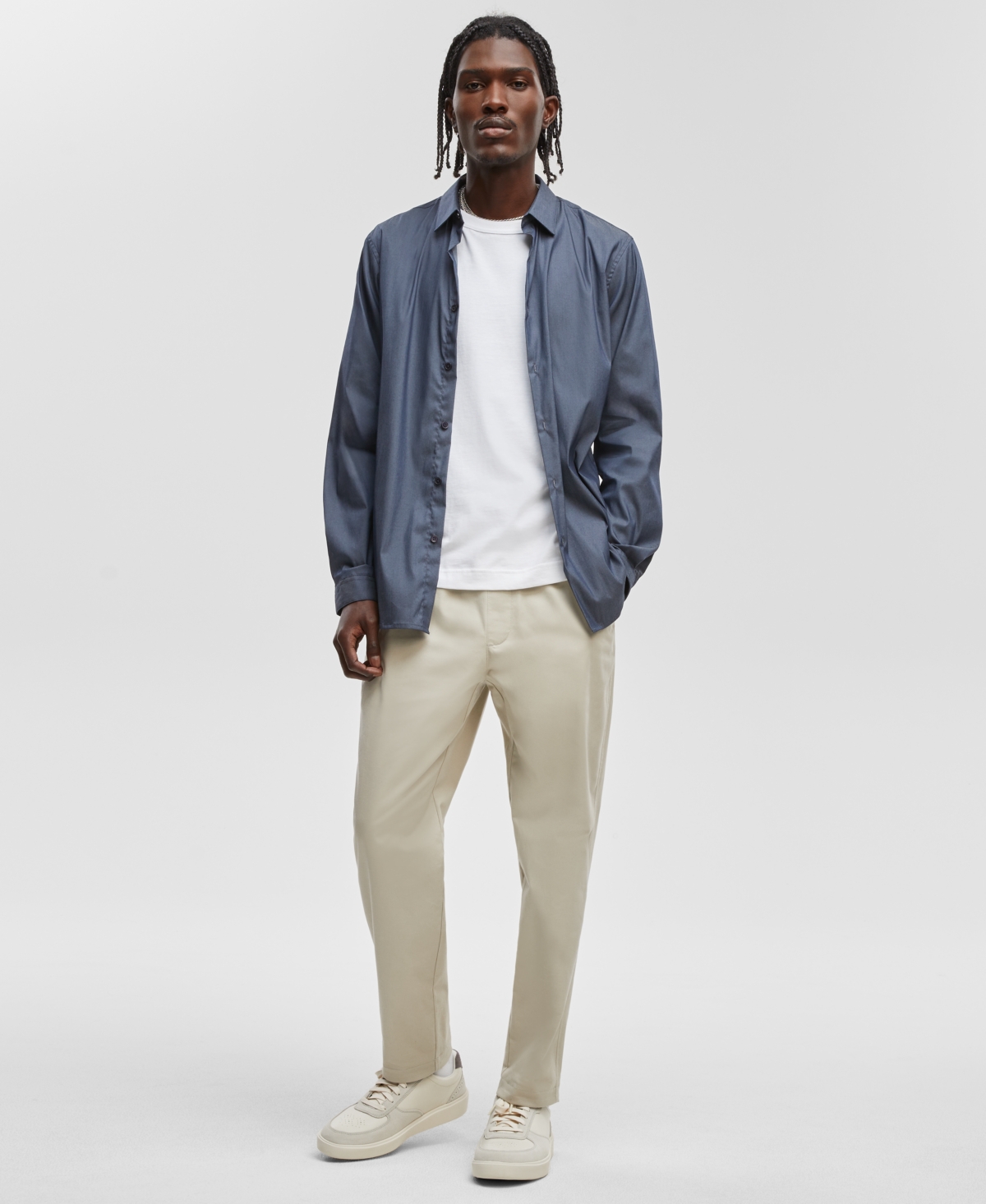 Mode Of One Men's Slim-fit Button-down Sport Shirt, Created For Macy's In Nocturnal Sky