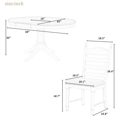 5-Piece Retro Extendable Dining Table Set