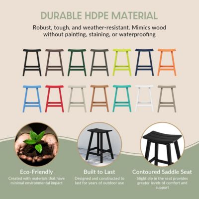 Outdoor Patio Adirondack Counter Height Stool Chair Set of 2