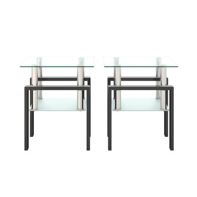 Streamdale Modern Tempered Glass Square Coffee Table Set
