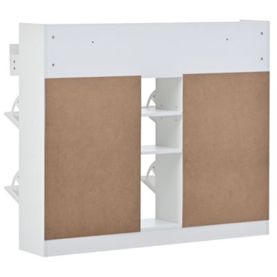  2-Tier Shoe Cabinet with 4 Flip Drawers
