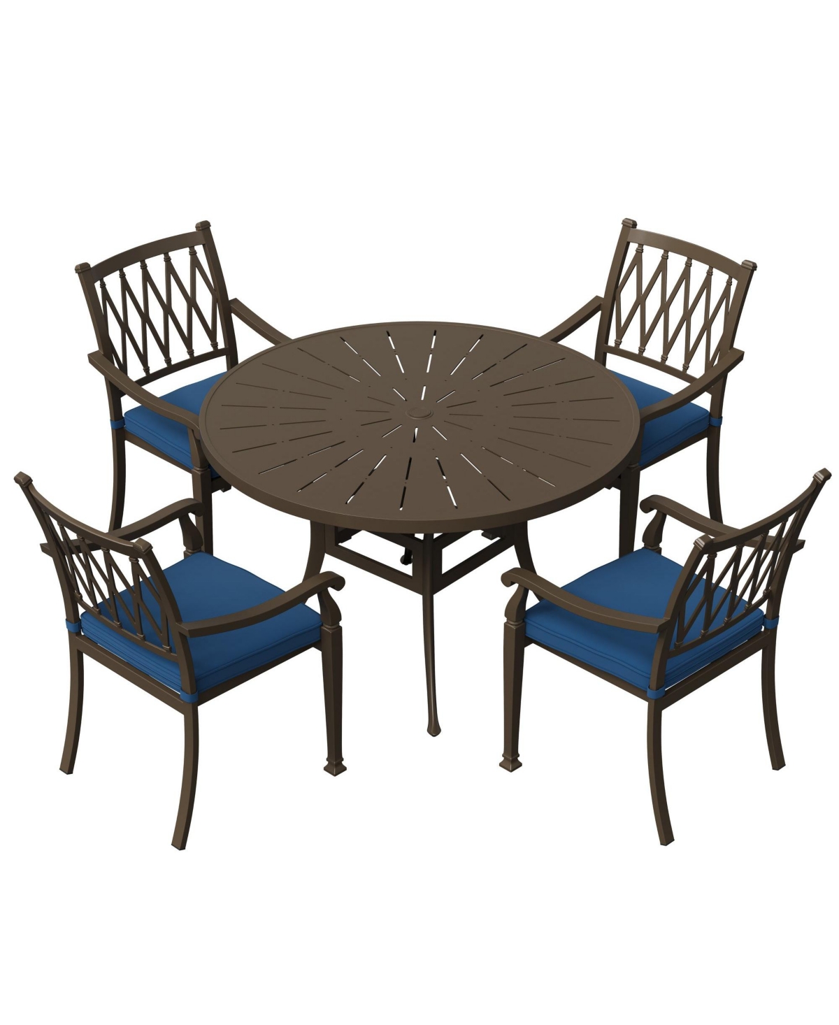 Mondawe 5 Pieces Round Cast Aluminum Outdoor Dining Set with Cushions