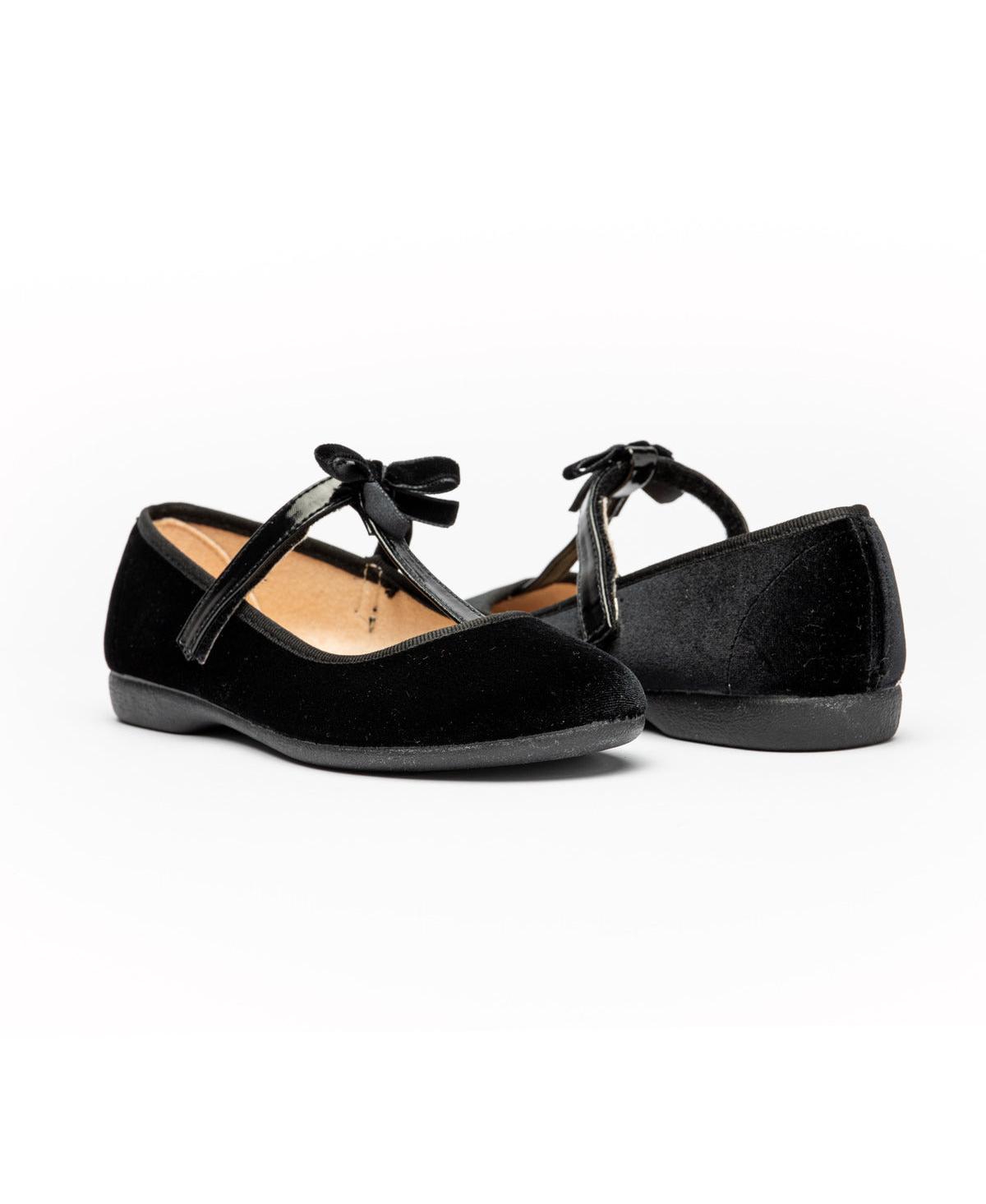 Childrenchic Girls Velvet T-Straps - Black