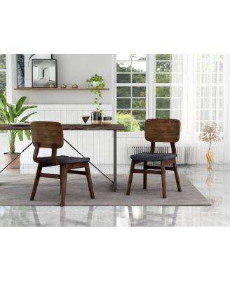 Walnut Finish Mid-Century Side Chairs with Fabric Seat