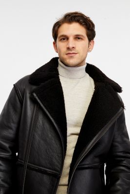 Men's Fashion Leather Jacket Wool, Dark Brown