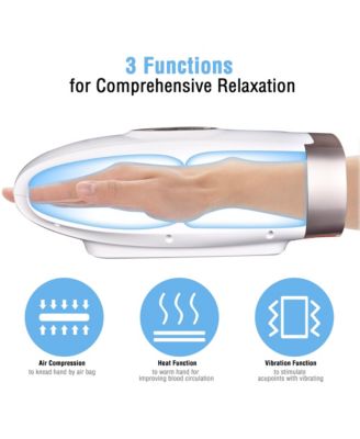 Hand Massager Air Compression Vibration Palm Wrist Heat 6 Modes & Intensities