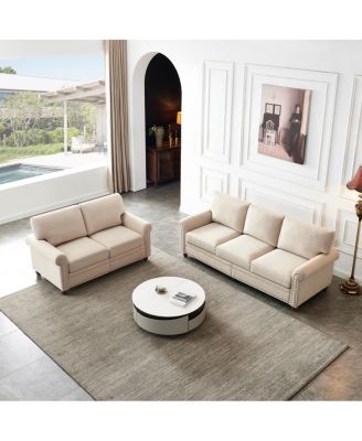  Linen Fabric Upholstered With Storage Sofa 2+3 Sectional