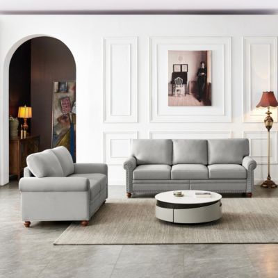  Linen Fabric Upholstered With Storage Sofa 2+3 Sectional
