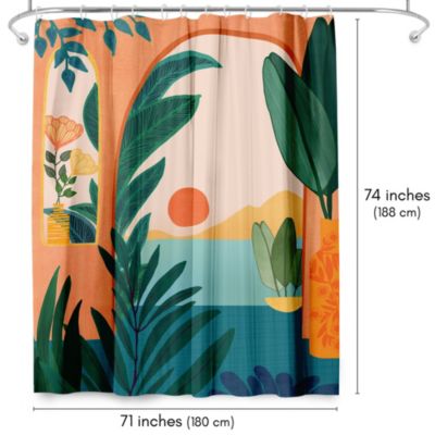 71x74 Coastal Shower Curtain - Ocean View by Modern Tropical