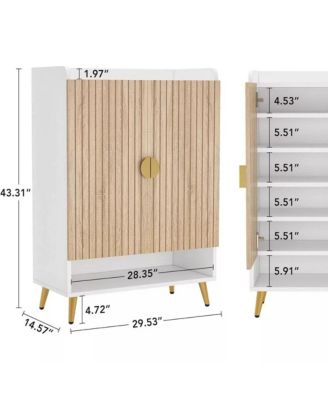 Shoe Cabinet with Doors, Entryway Shoe Storage Cabinet with Adjustable Shelves