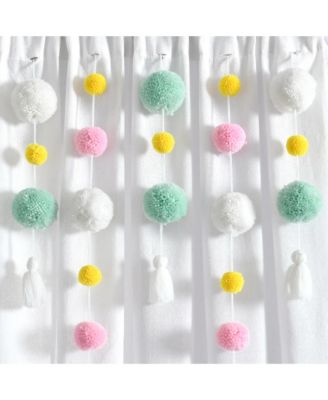 Boho Pom Pom Tassel Linen Window Curtain Panel