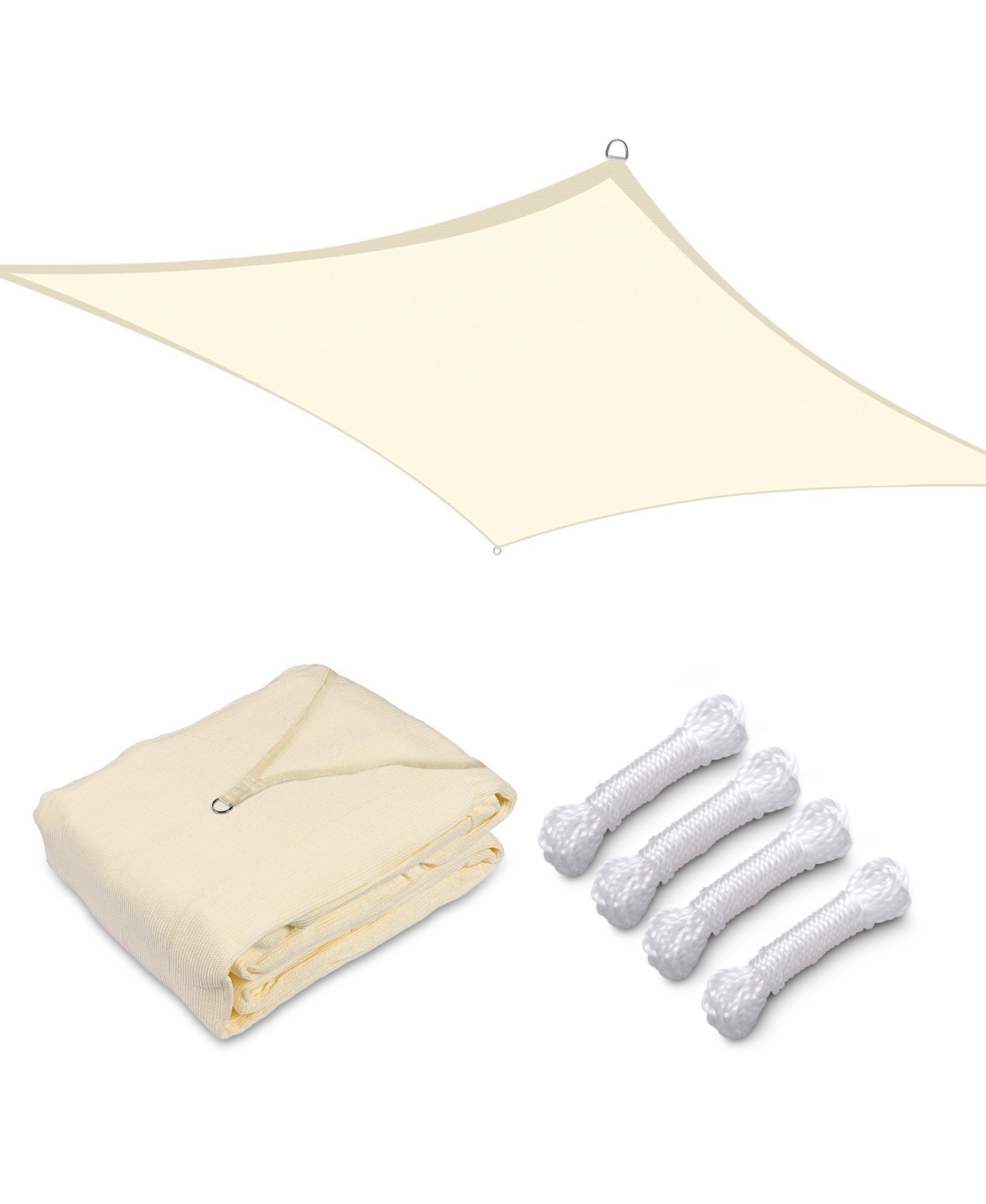 10x10 Ft 97% Uv Block Square Sun Shade Sail Hdpe Canopy Cover Net Pool Yard - Off white