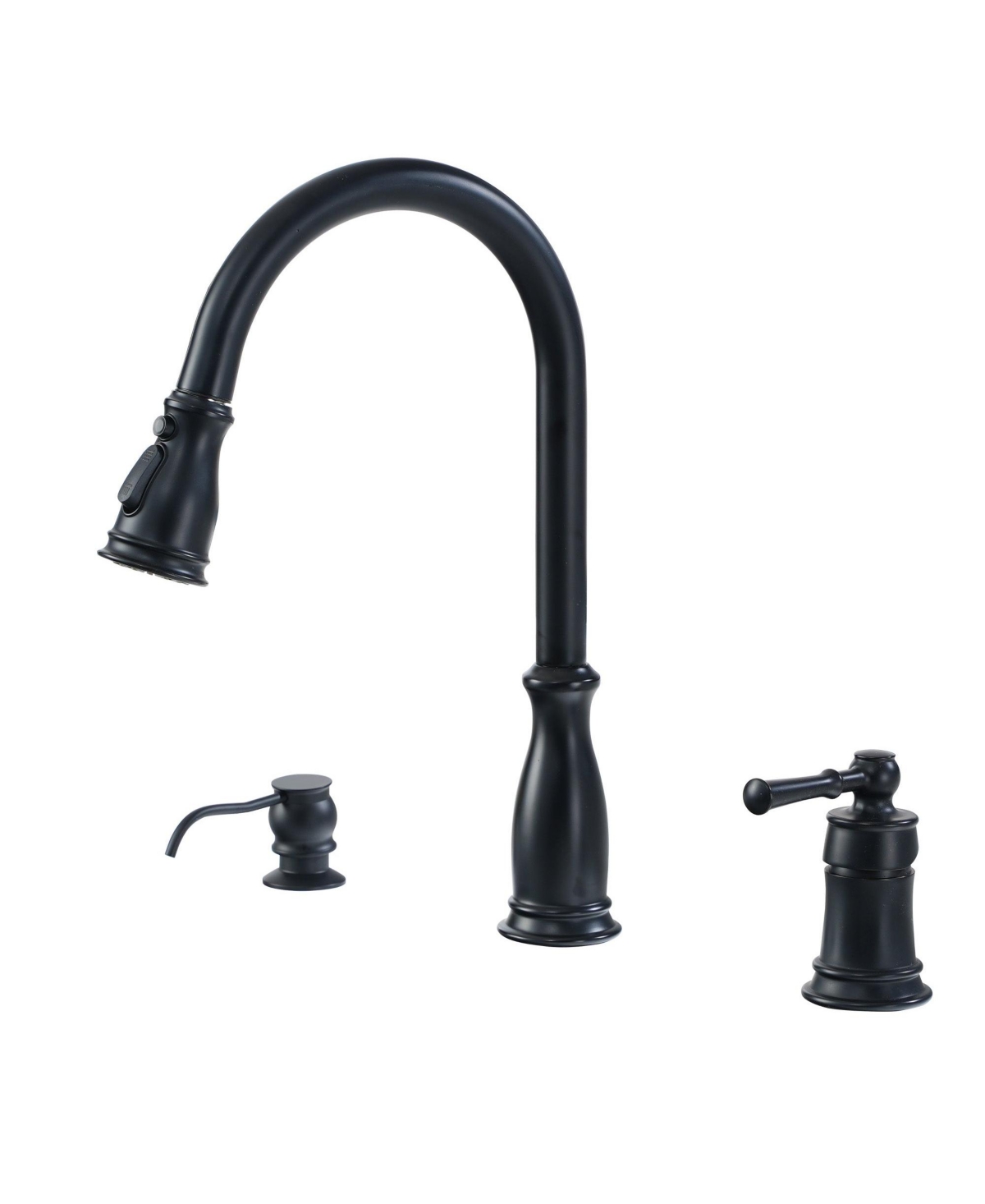 Luxury 3 holes Widespread Single Handle Kitchen Faucet with 360 Degree - Brushed gold