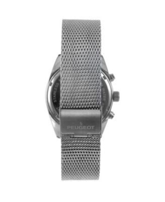 Men's 42mm Silver Multi-Function Steel Mesh Bracelet Watch