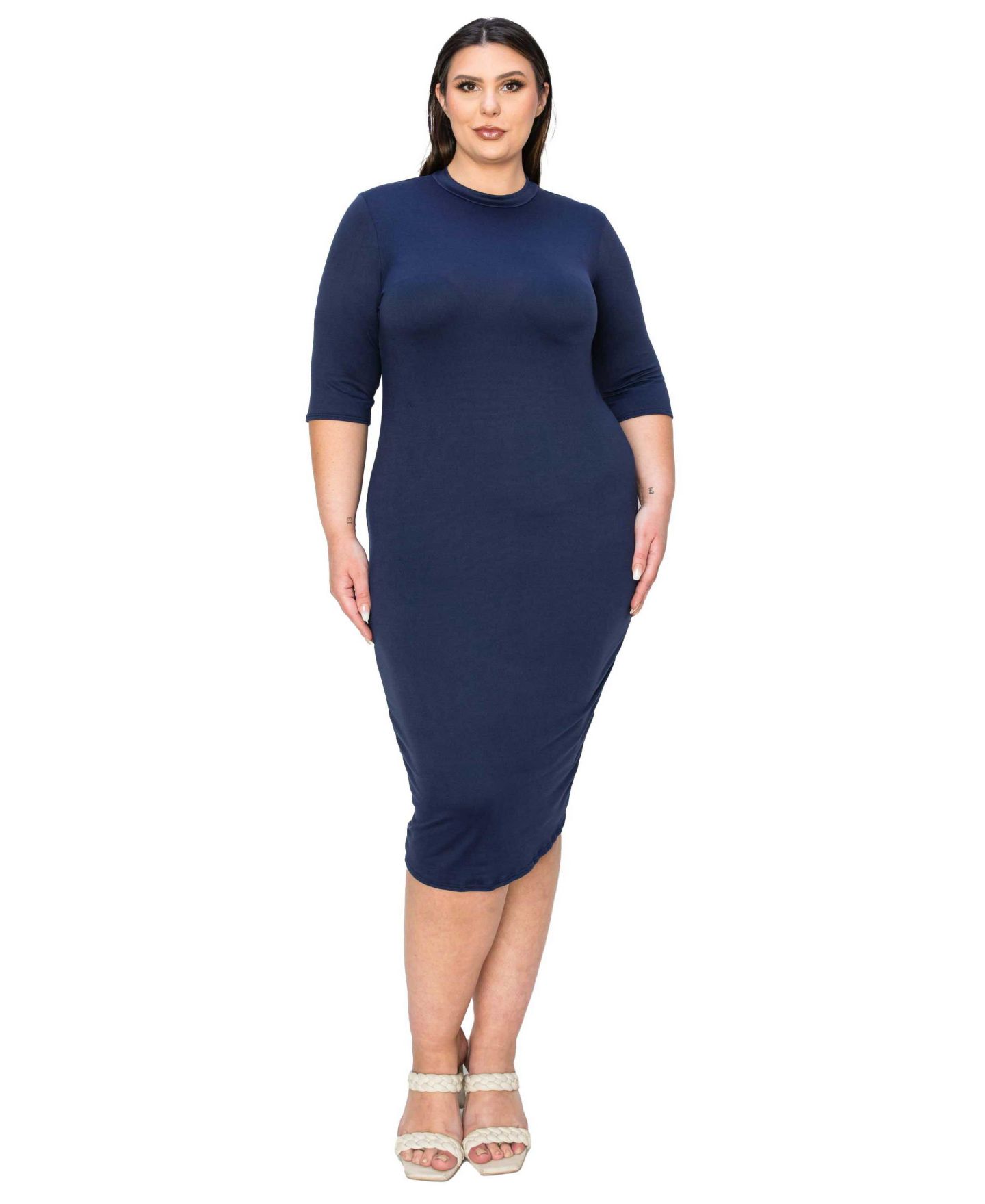 Женское платье L I V D Plus Size Mona Midi, цвет: Тёмно-синий — фото 1
