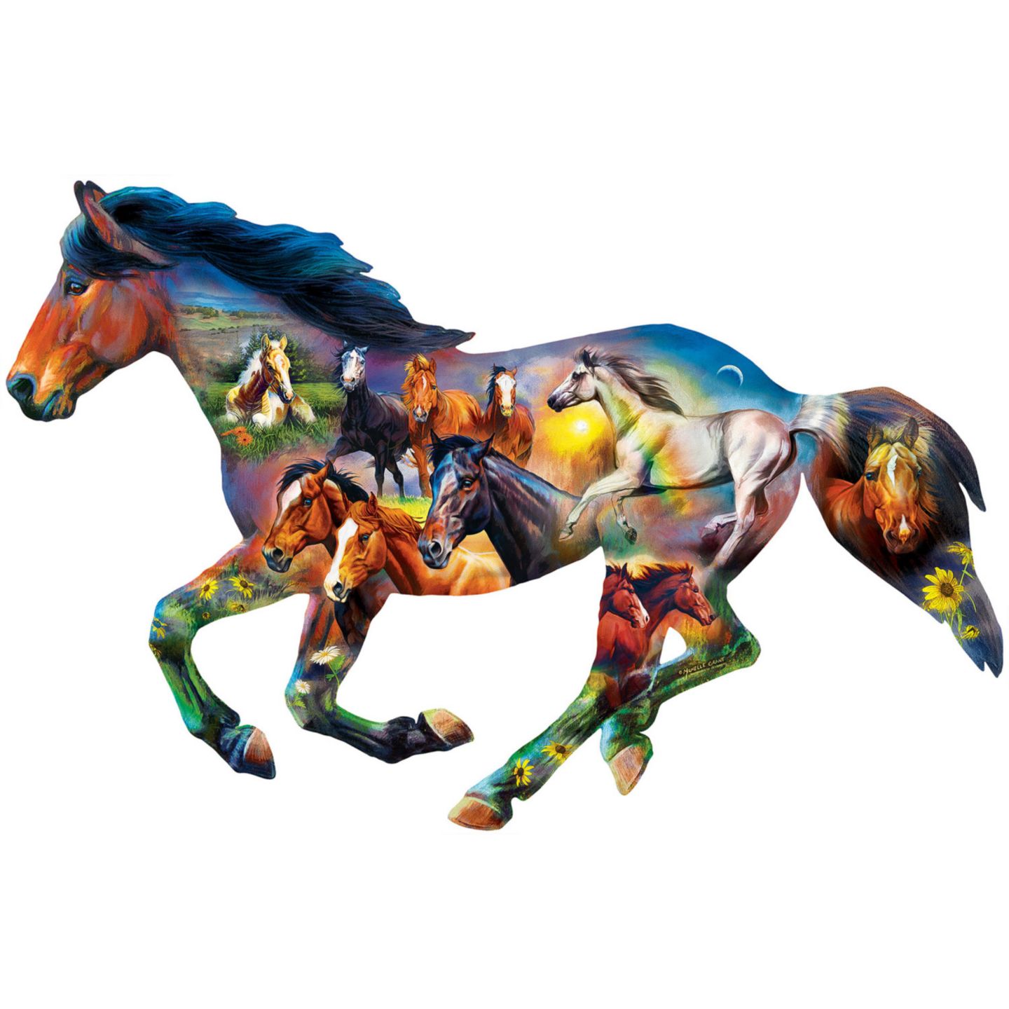 Детский пазл MasterPieces Puzzles Horsing Around 1000-Piece Horse-Shaped Puzzle, от 14 лет, цвет: Разноцветный — фото 3