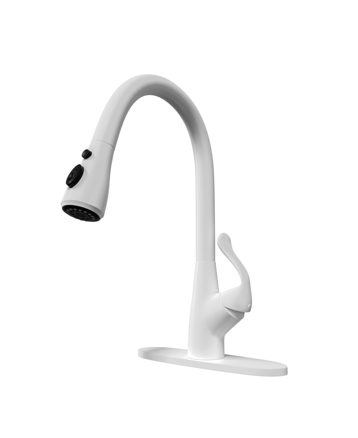360&#xB0; Swiveling Kitchen Fucets with Pull Down Spray Kitchen Sink Faucet - Ceramic white