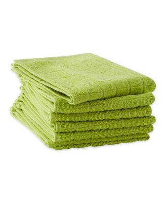 Basic Terry Collection Solid Windowpane Dishcloth Set, 12x12", Avocado, 6 Count