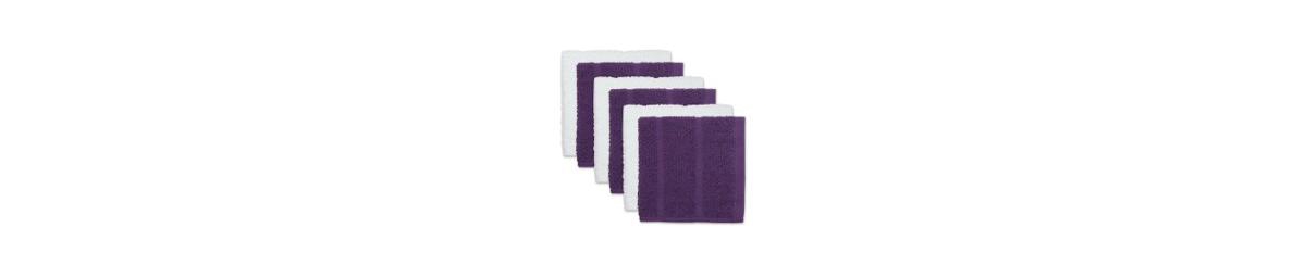 Design Imports Basic Chef Collection, Assorted Terry Kitchen Towel Set, Dishcloth Set, Eggplant, 6 Piece In Eggplant