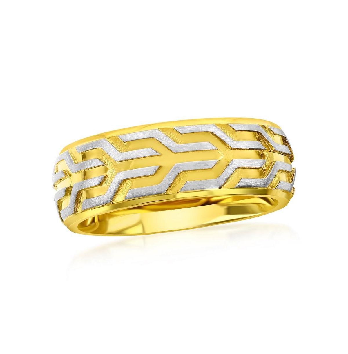 Stainless Steel Gold and Silver Designed Ring - Gold and silver