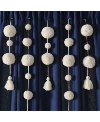Boho Pom Pom Tassel Linen Window Curtain Panel