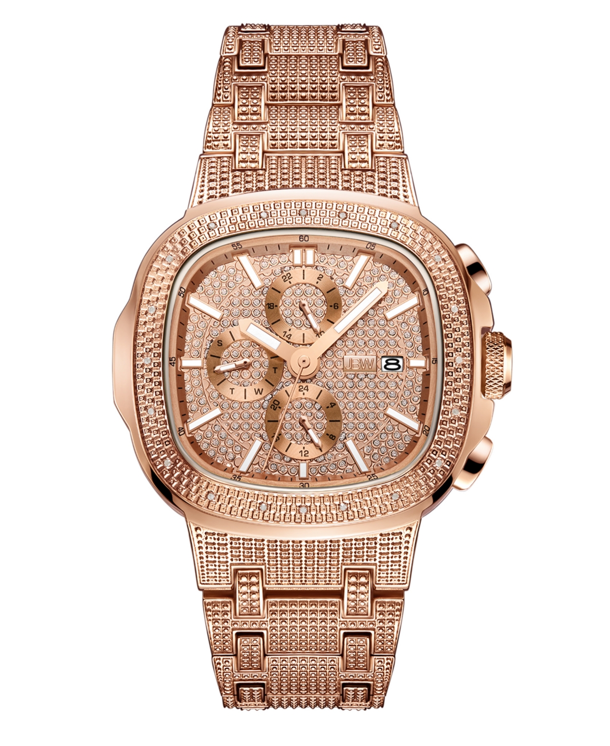 Men's Diamond (1/5 ct. t.w.) Watch in 18k Rose Gold-plated Stainless-steel Watch 48mm - Gold
