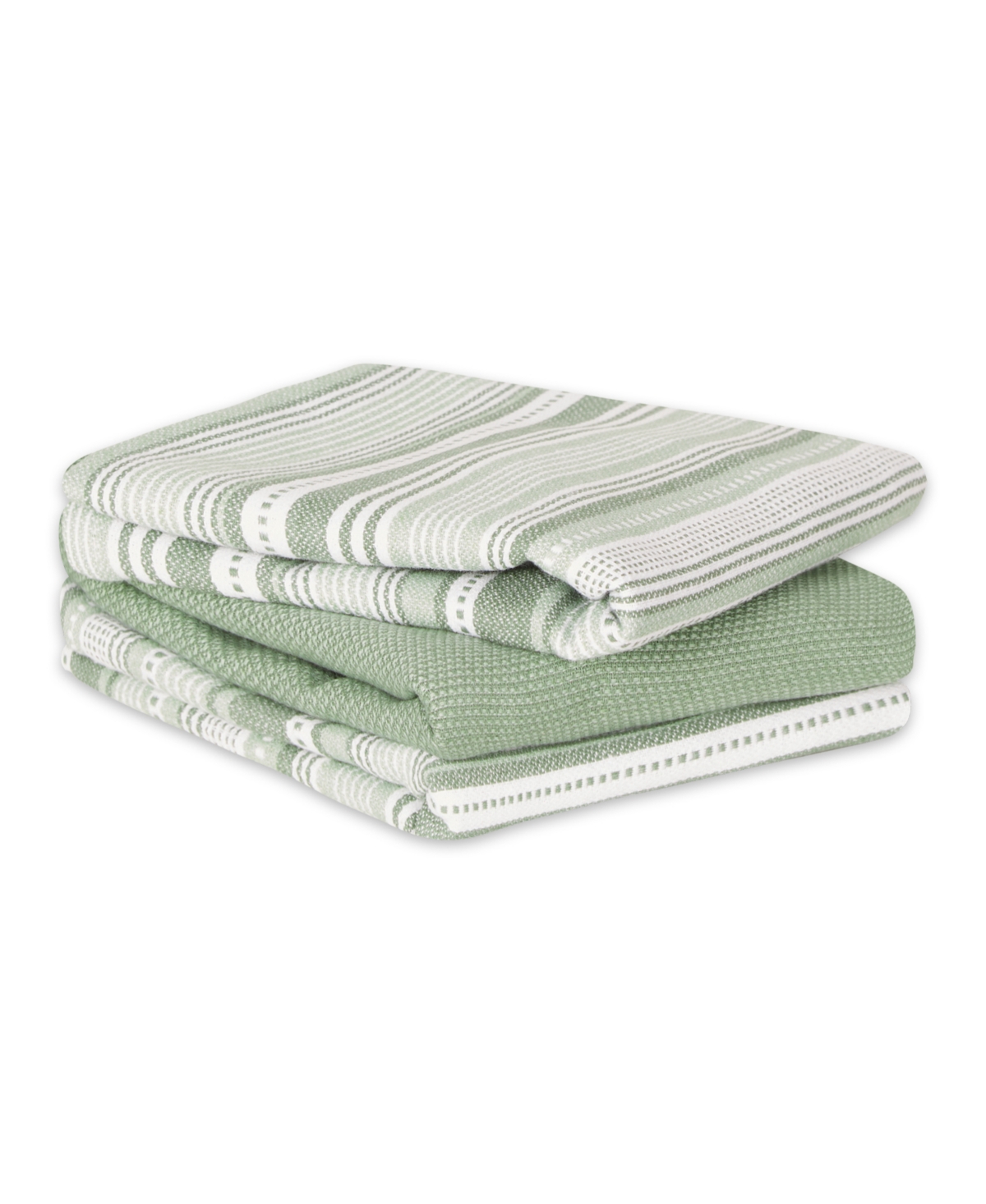 Design Imports Everyday Dishtowel Collection Urban Stripe, 20x30", Artichoke Green, 3 Piece In Artichoke Green