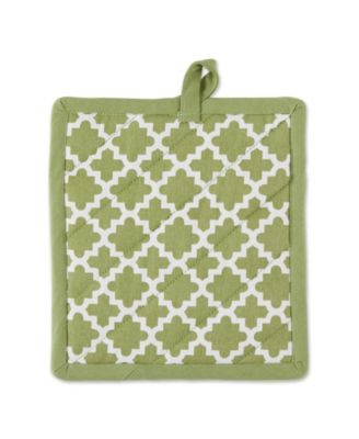 Lattice Basics Collection Kitchen Essentials, Oven Mitt Potholder Set, Antique Green, 2, Piece