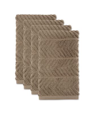 Luxury Bar Mop Collection Chevron Dishtowel Set, 16x19", Stone, 4 Piece