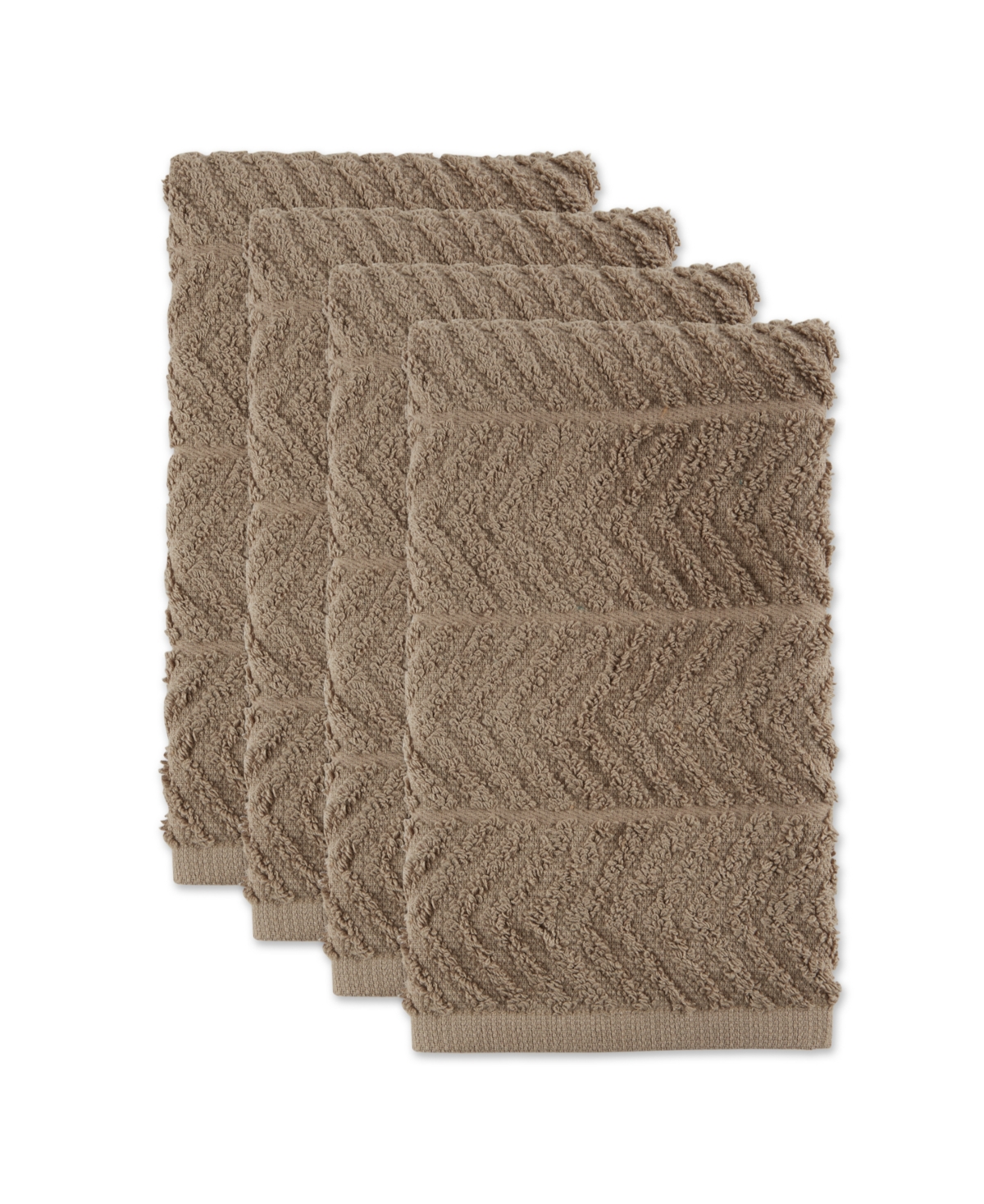 Design Imports Luxury Bar Mop Collection Chevron Dishtowel Set, 16x19", Stone, 4 Piece In Stone