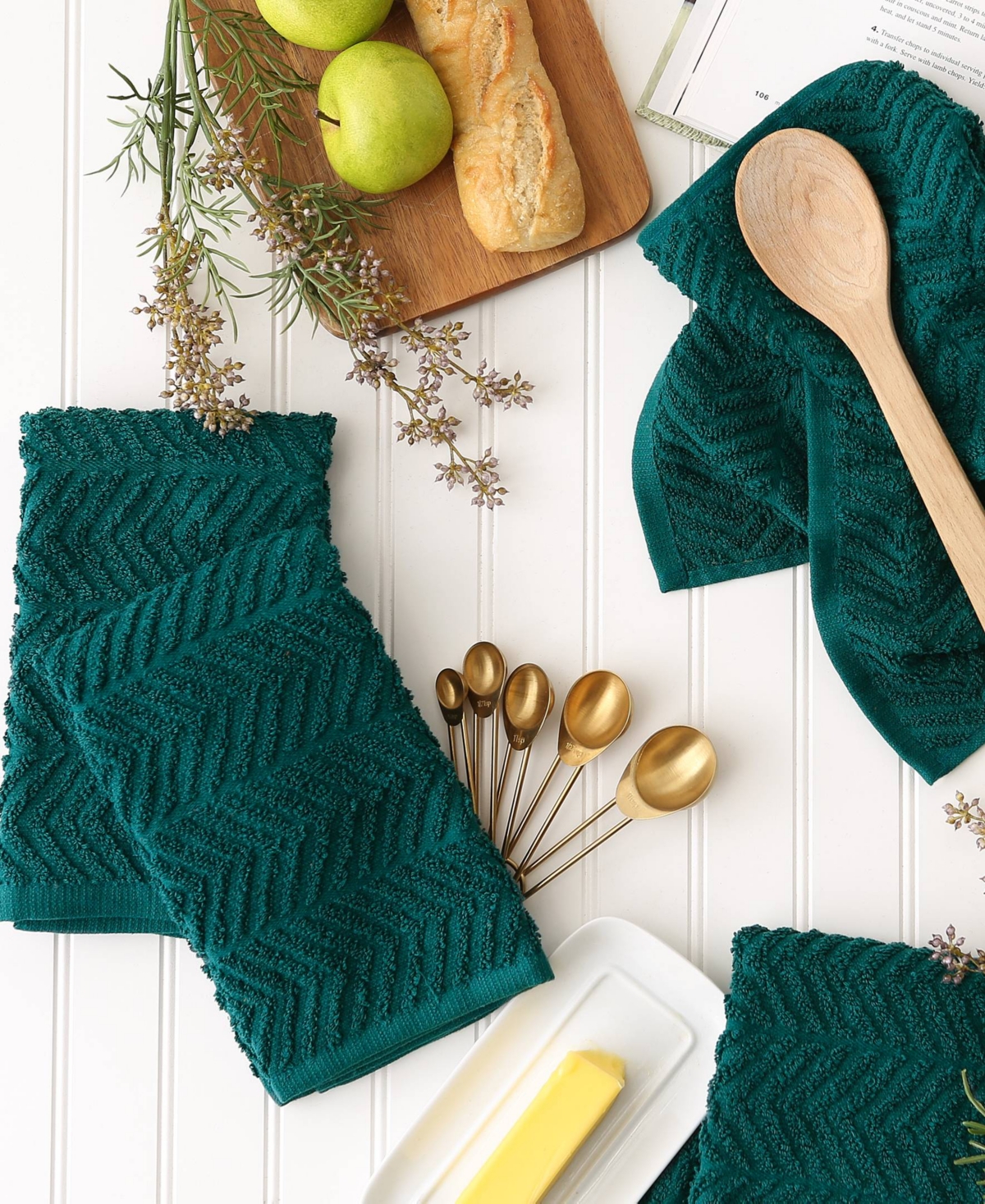 Design Imports Luxury Bar Mop Collection Chevron Dishtowel Set, 16x19