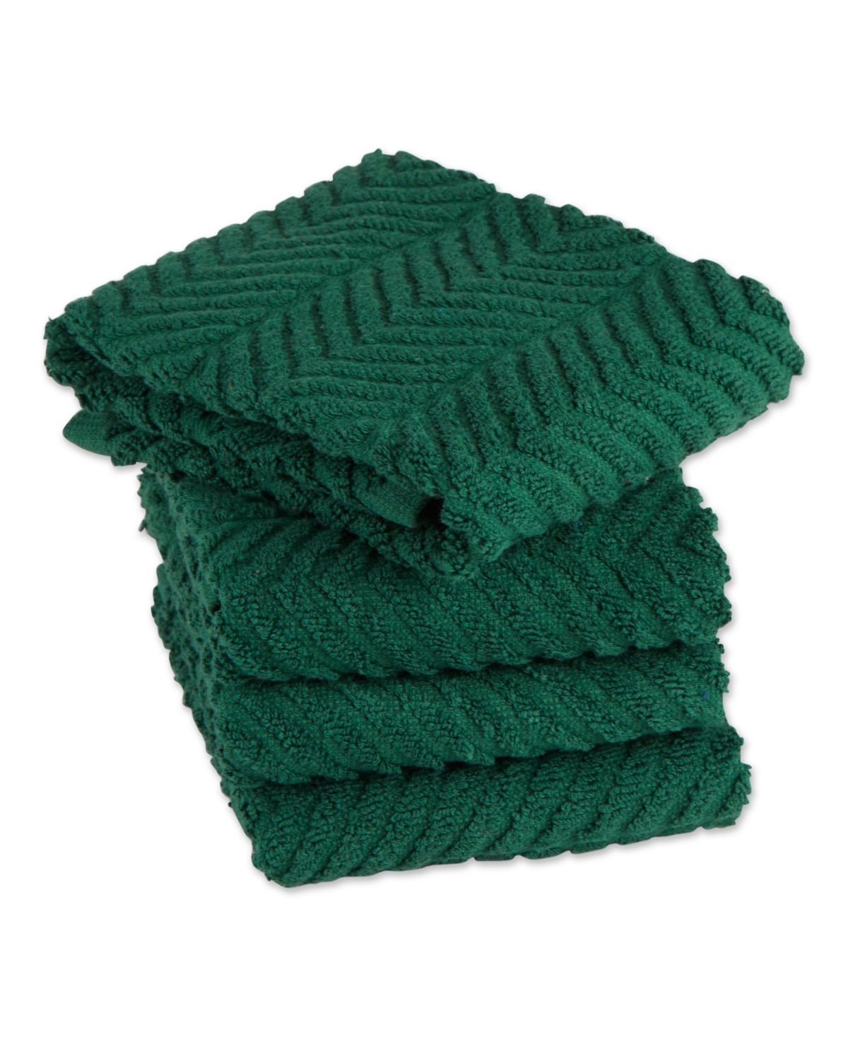 Design Imports Luxury Bar Mop Collection Chevron Dishtowel Set, 16x19", Dark Green, 4 Piece In Dark Green