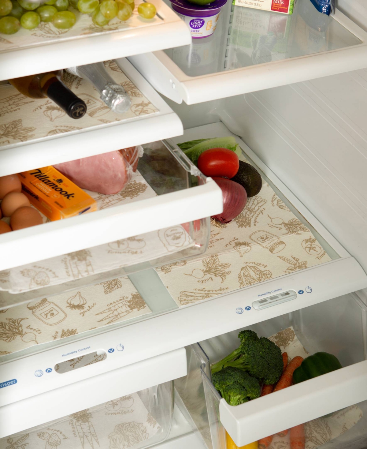 Design Imports Fridge Liner Collection Non-adhesive, Cut To Fit, 12x24", Cream Market, 6 Piece In Cream Marke