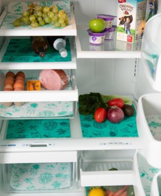 Fridge Liner Collection Non-Adhesive, Cut to Fit, 12x24", Aqua Market, 6 Piece