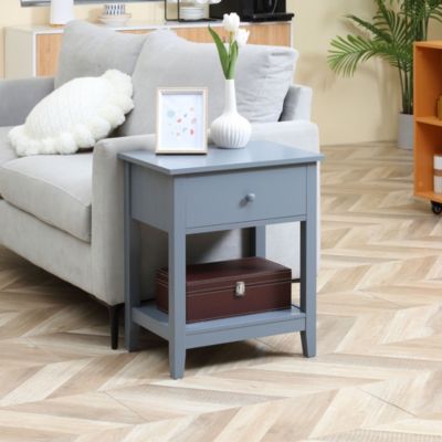 Nightsd Bedside Table End Table Organizer W/ Drawer Shelf